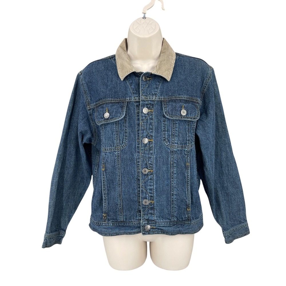 Vintage GAP Denim Jacket Kid Size XL 12 Blue Corduroy Collar Trucker Y2K